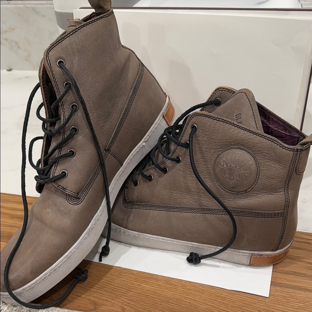 Blackstone Men's Grey Leather High-Top Shoes